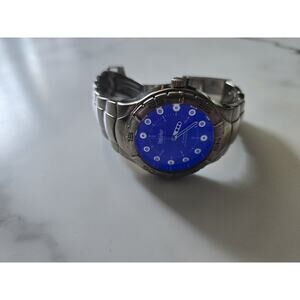 Massimo Blue Face Quartz Watch, Stainless Band
